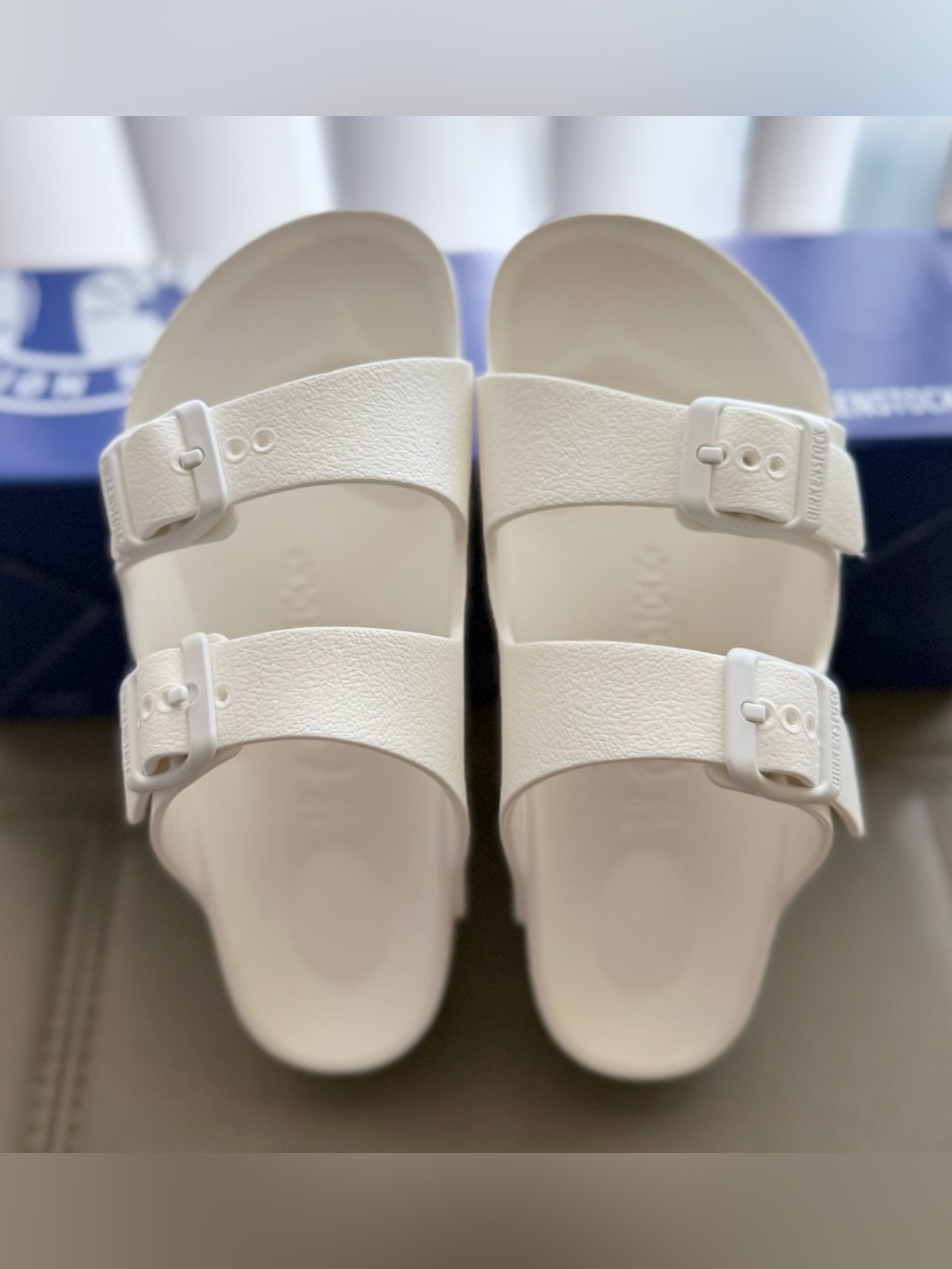 Birkenstock Kids Gender Neutral EVA Sandals Size 30/12 White Double Strap New